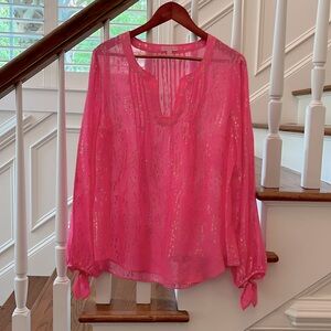 Lilly Pulitzer Gold and Pink blouse